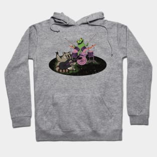 Rock and Roll frog and raccoon Hoodie